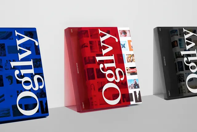 Ogilvy Brand Identity Mockup, minimal, 3d-render, high-contrast