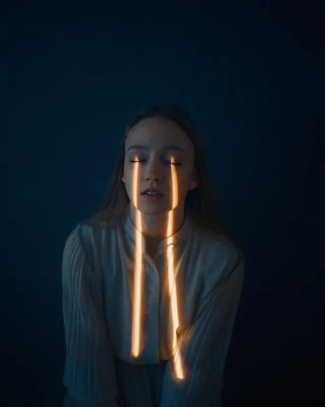 Portrait with Light Projection, dark-mode, abstract, dark