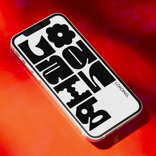 Abstract Typography Mobile Mockup, brutalist, maximalist, vibrant