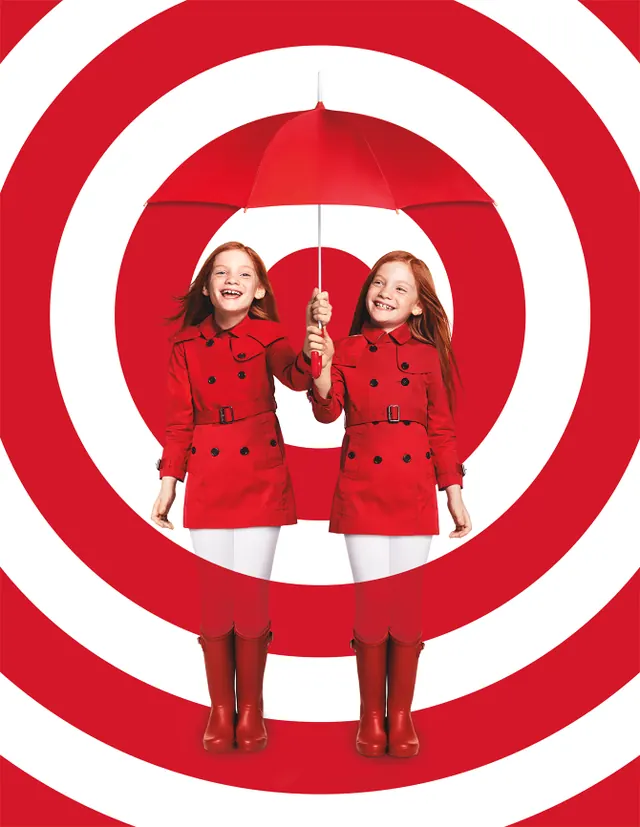 Red and White Circular Graphic with Children