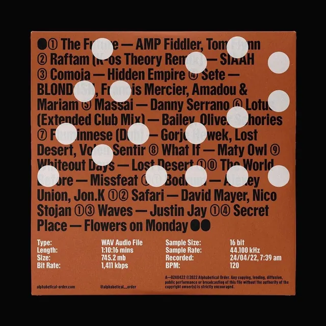 Music compilation brutalist type cover, brutalist, playful, warm