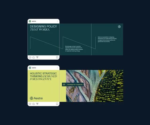 Aestra consulting Instagram mockup series, corporate-clean, geometric, high-contrast