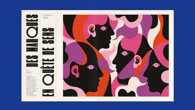 Abstract Portrait Collage, maximalist, flat, vibrant