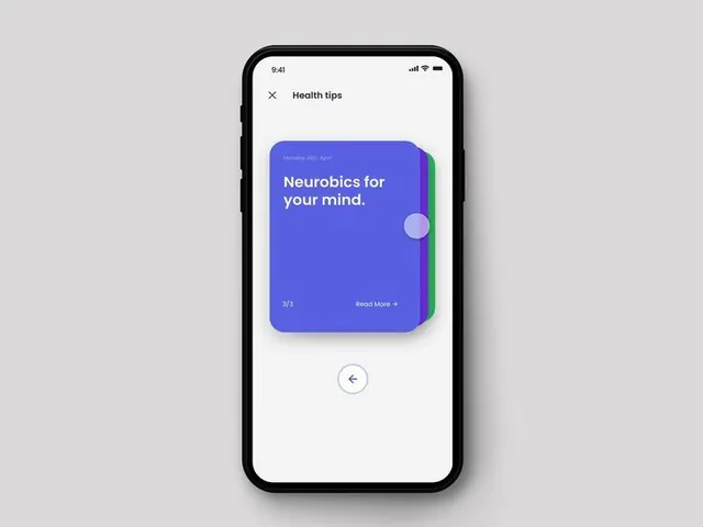 Mobile health app card carousel, minimal, flat, light