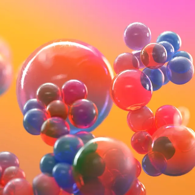 Abstract 3D Spheres, 3d-render, gradient-heavy, vibrant