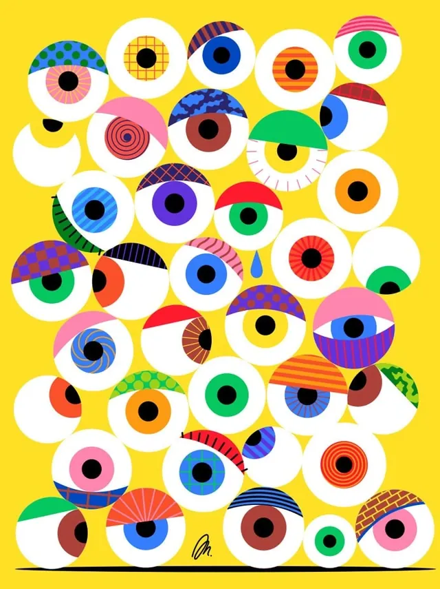 Abstract Geometric Pattern, maximalist, playful, vibrant