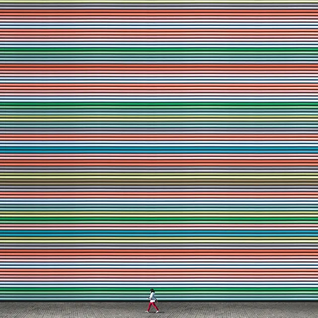 Horizontal Stripe Pattern with Figure, minimal, geometric, vibrant