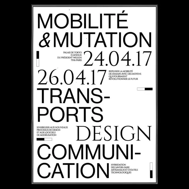 Mobilité & Mutation Typography Layout, swiss, minimal, high-contrast