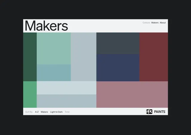 Minimal color palette UI with grid layout, minimal, corporate-clean, muted
