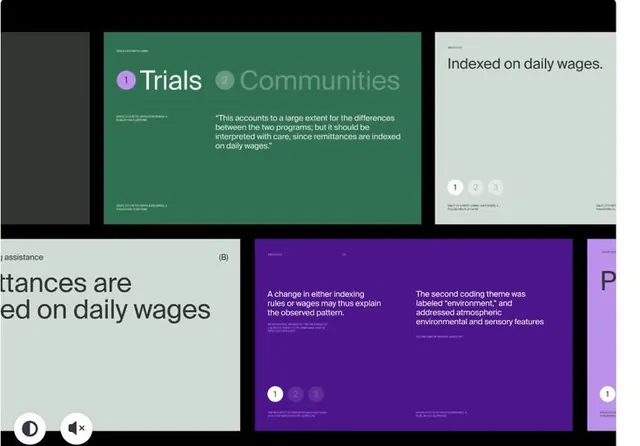 Research findings three-panel layout, minimal, corporate-clean, light