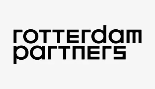 Rotterdam Partners wordmark, minimal, corporate-clean, dark