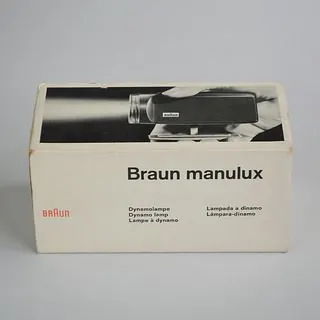 Braun Manulux vintage product box, retro, minimal, light