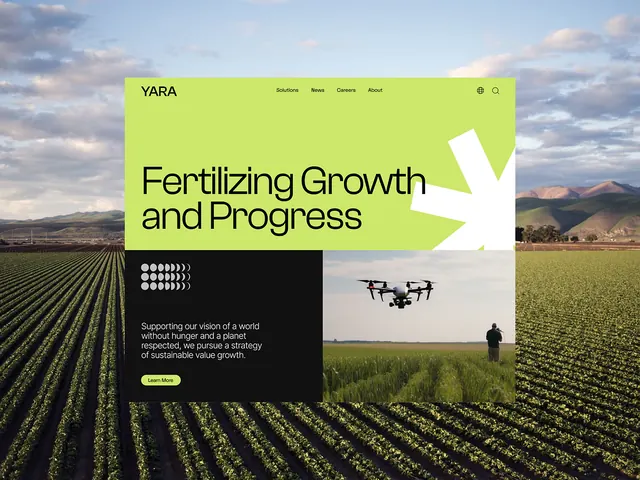 Agritech split-screen overlay poster, corporate-clean, minimal, dark
