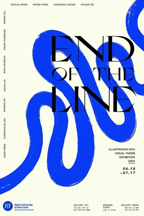 Blue fluid letterforms layered with black sans-serif, abstract, minimal, light