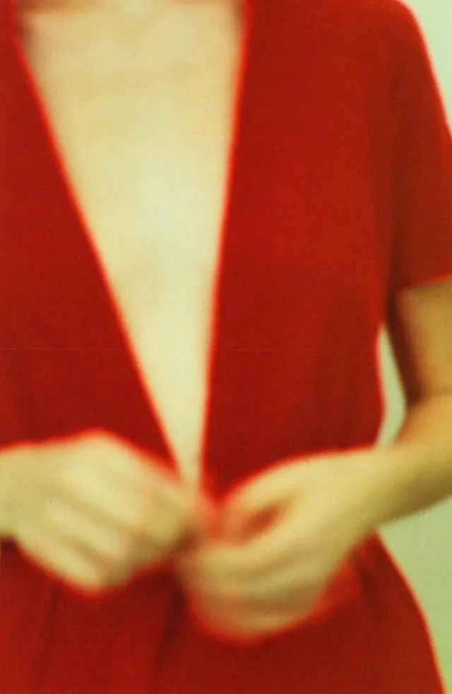 Red Garment Close-up, photographic, minimal, vibrant