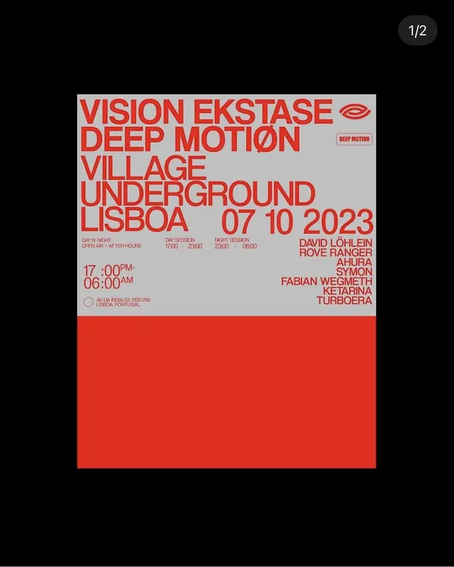 Brutalist event poster with red text and solid color anchor, brutalist, minimal, light