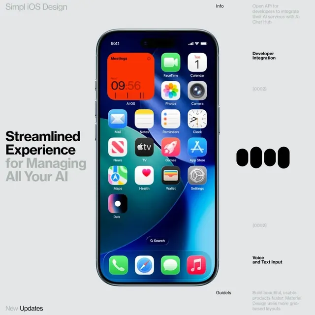 Simpl iOS Design product mockup, minimal, gradient-heavy, dark