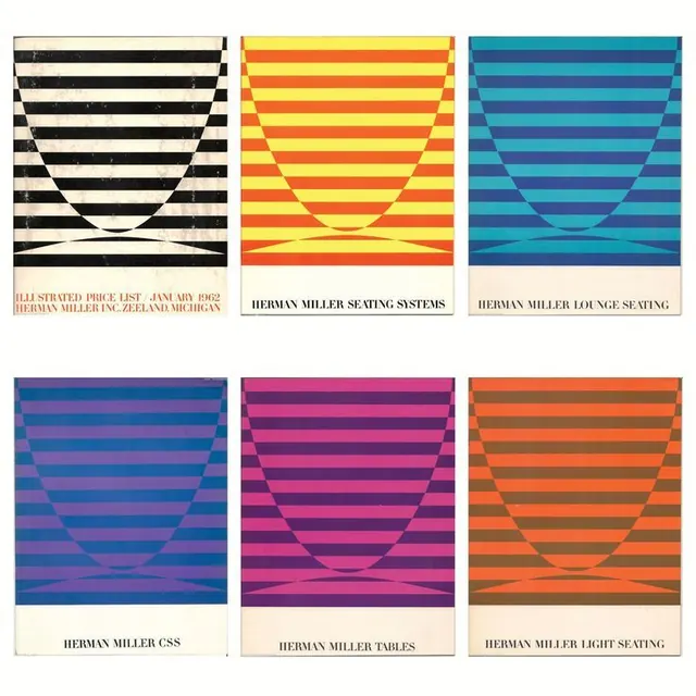 Herman Miller seating systems catalog grid, geometric, retro, vibrant