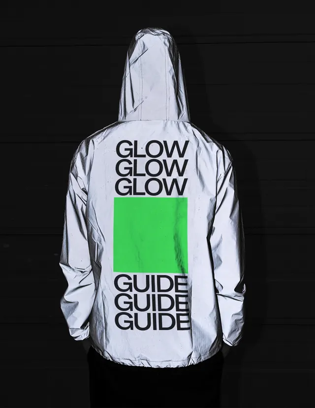 Glow Guide Hoodie Mockup, minimal, brutalist, high-contrast