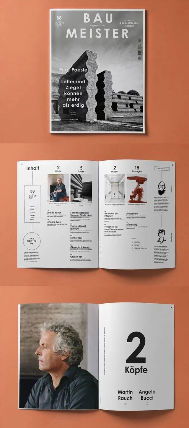 Bauleiter Editorial Layouts, minimal, swiss, light