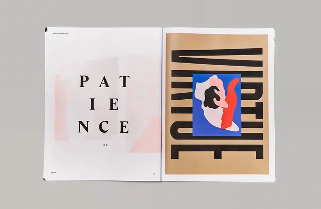 Patience Typography Layout, brutalist, minimal, high-contrast