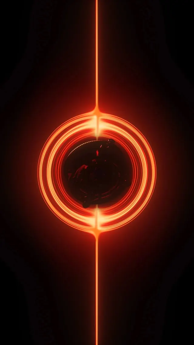 Glowing Orange Concentric Circles, minimal, geometric, dark