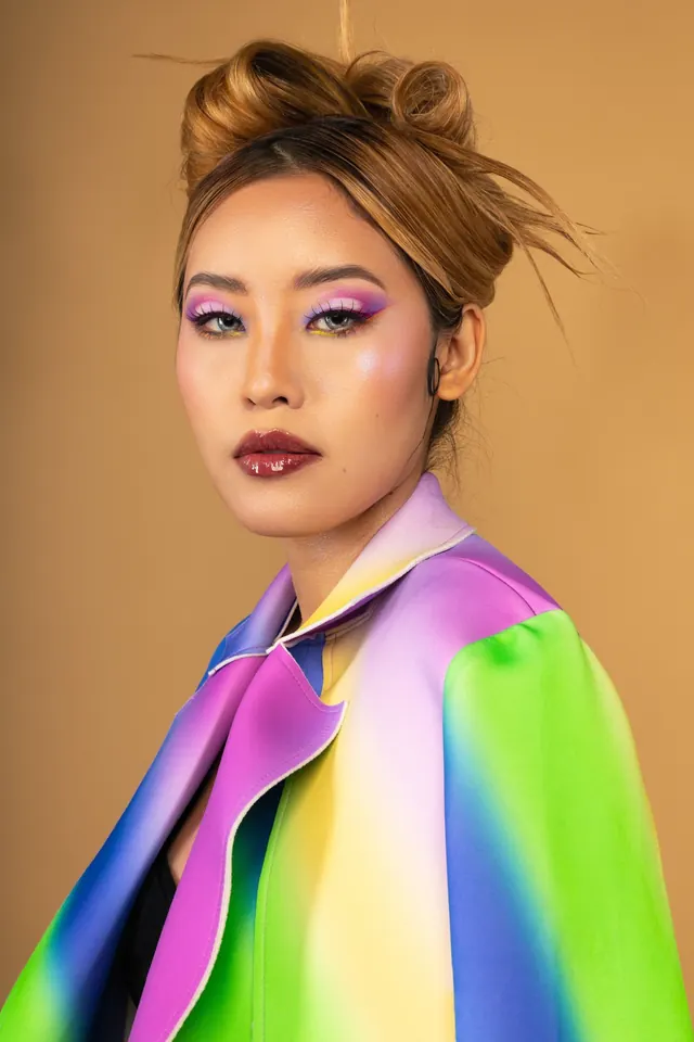 Fashion Portrait with Gradient Apparel, gradient-heavy, vibrant