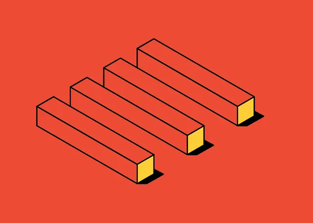 Isometric Rectangular Bars, minimal, geometric, vibrant