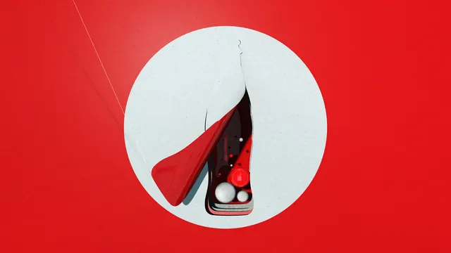 Red High Heel Shoe Graphic, minimal, geometric, high-contrast