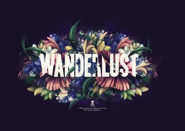 Wardellust Floral Logo, organic, maximalist, dark