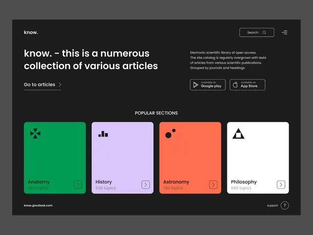 Know article library dashboard, minimal, dark-mode, dark
