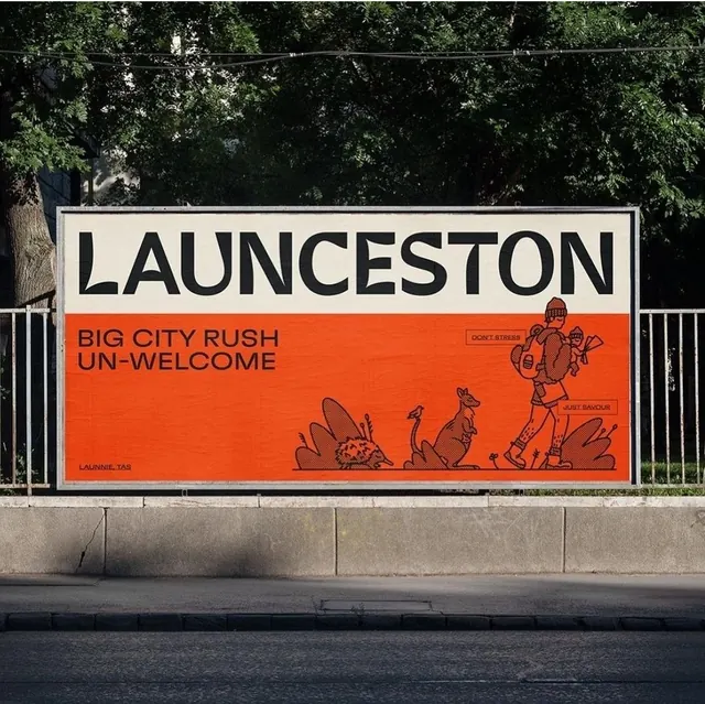 Launceston street-art sign, editorial, dark