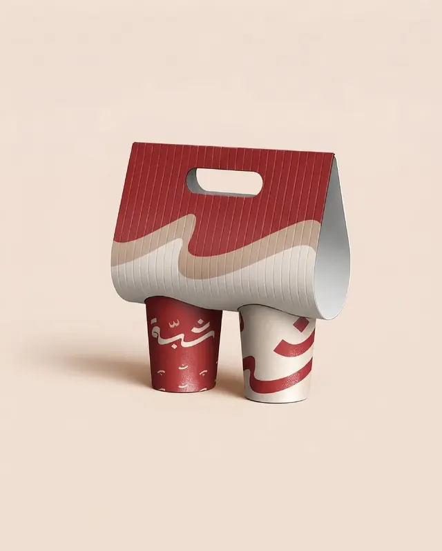 Coffee brand 3D mockup with dual cups, organic, minimal, earthy