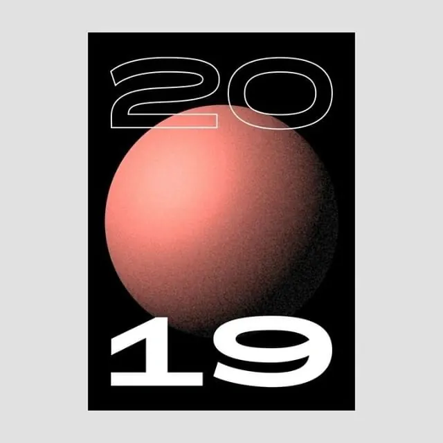 2019 Anniversary Graphic, minimal, brutalist, high-contrast