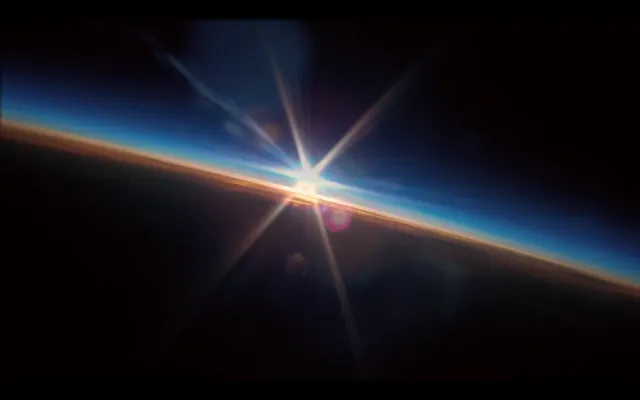 Sunrise lens flare over Earth, abstract, photographic, dark