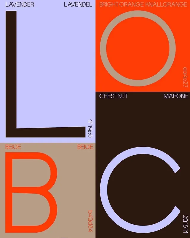 Color palette poster with geometric specimen and typography, minimal, geometric, vibrant