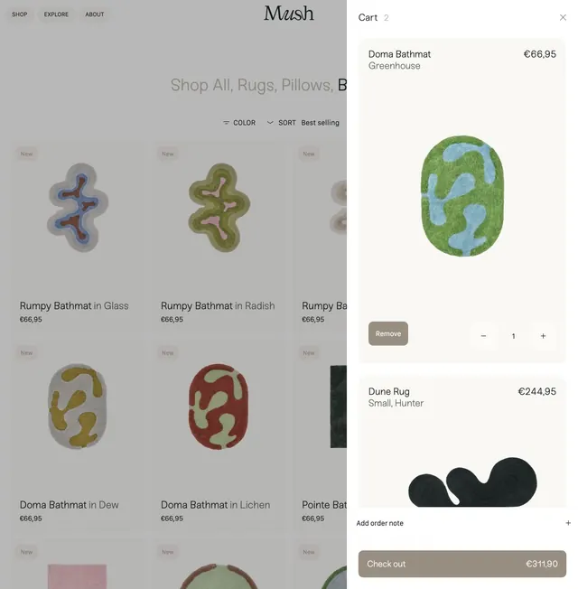 Ecommerce product grid with organic textile patterns, organic, minimal, earthy