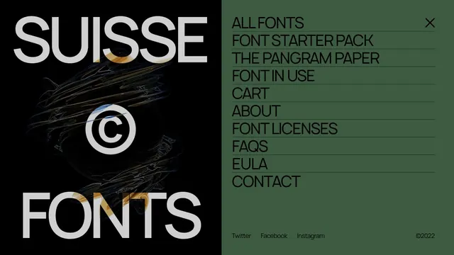 Suisse Fonts Identity, brutalist, minimal, dark