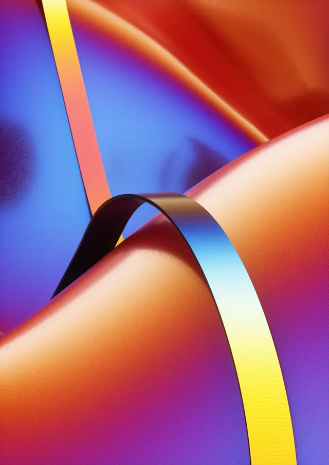 Interference of Light gradient folds, abstract, 3d-render, vibrant