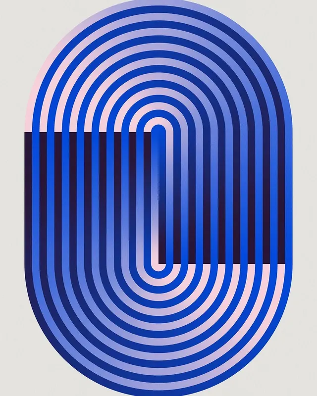 Concentric blue line stadium graphic, geometric, minimal, light