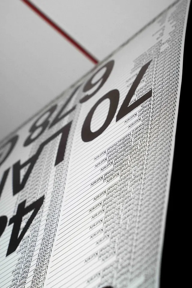 Waldenburg type specimen photograph, swiss, minimal, light
