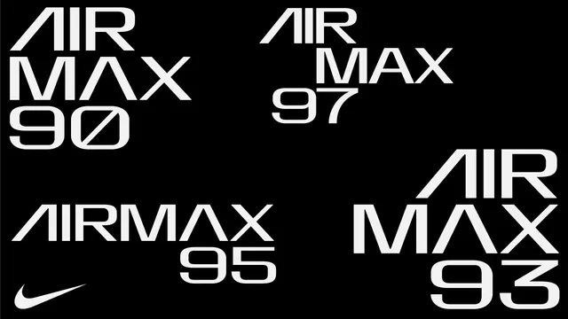 Nike Air Max custom type lockups, technical, minimal, dark