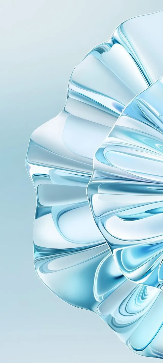 Translucent blue floral 3D render, 3d-render, organic, light