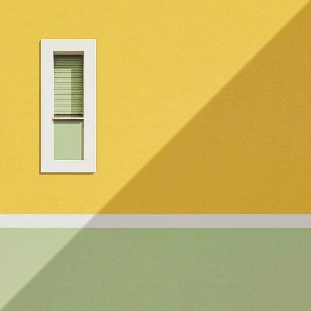 Yellow and Green Architectural Geometry, minimal, geometric, vibrant