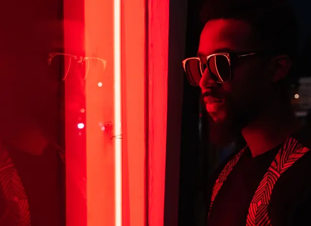 Red Neon Portrait, dark-mode, abstract, dark