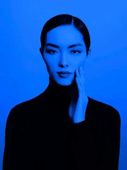 Blue Portrait Study, minimal, monochrome, cool