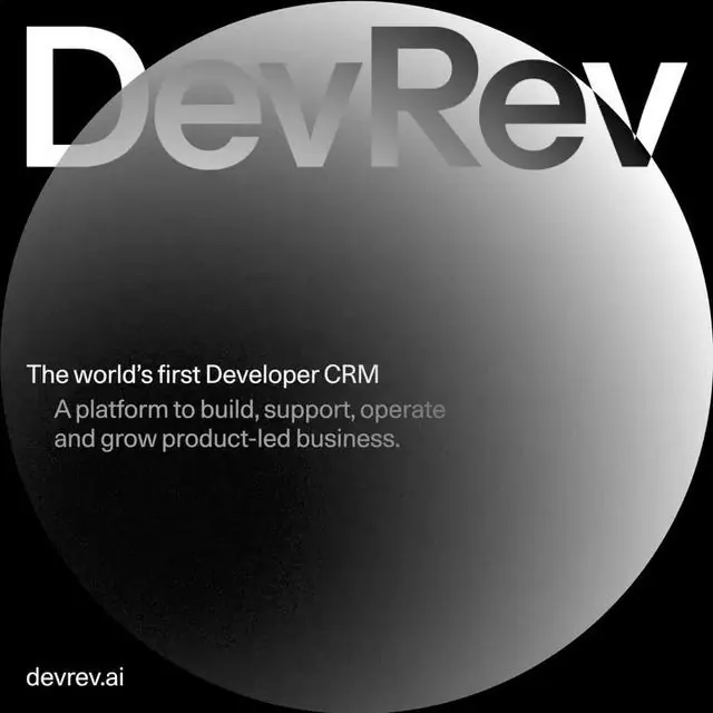 DevRev gradient orb type specimen, minimal, monochrome, dark