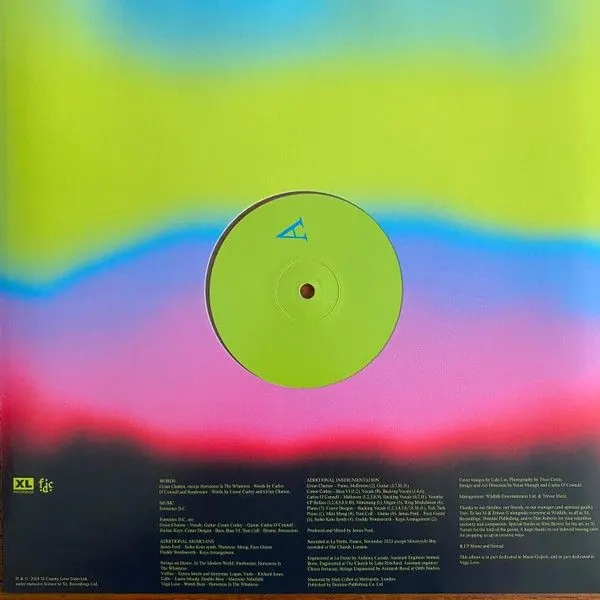 Disc-centered gradient-mesh album art, minimal, gradient-heavy, vibrant