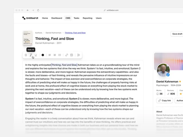 Editorial article interface with metadata sidebar, minimal, technical, light
