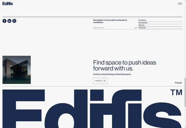 Edifis commercial real estate hero, minimal, corporate-clean, light